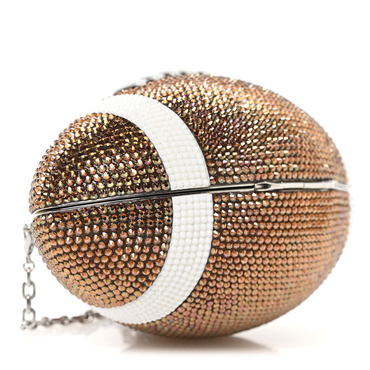 Crystal Football Minaudiere Clutch Brown