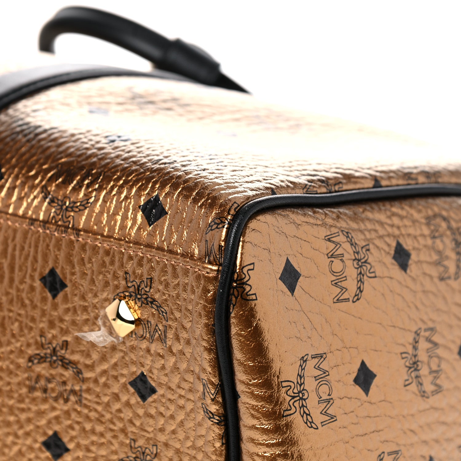 MCM Metallic Visetos Traveler Weekender Duffle Bag Gold 10 of 15
