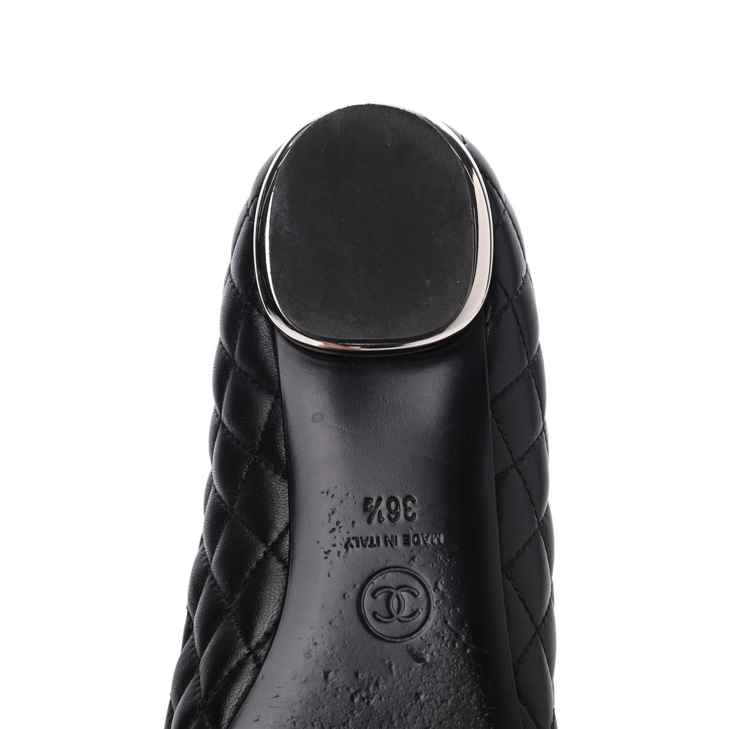 Lambskin Quilted CC Cap Toe Ballerina Flats 36.5 Black
