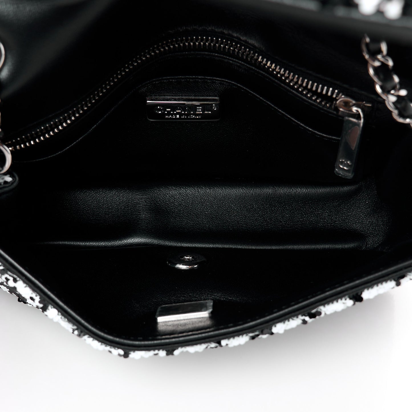 Sequin Houndstooth Small Flap Black White