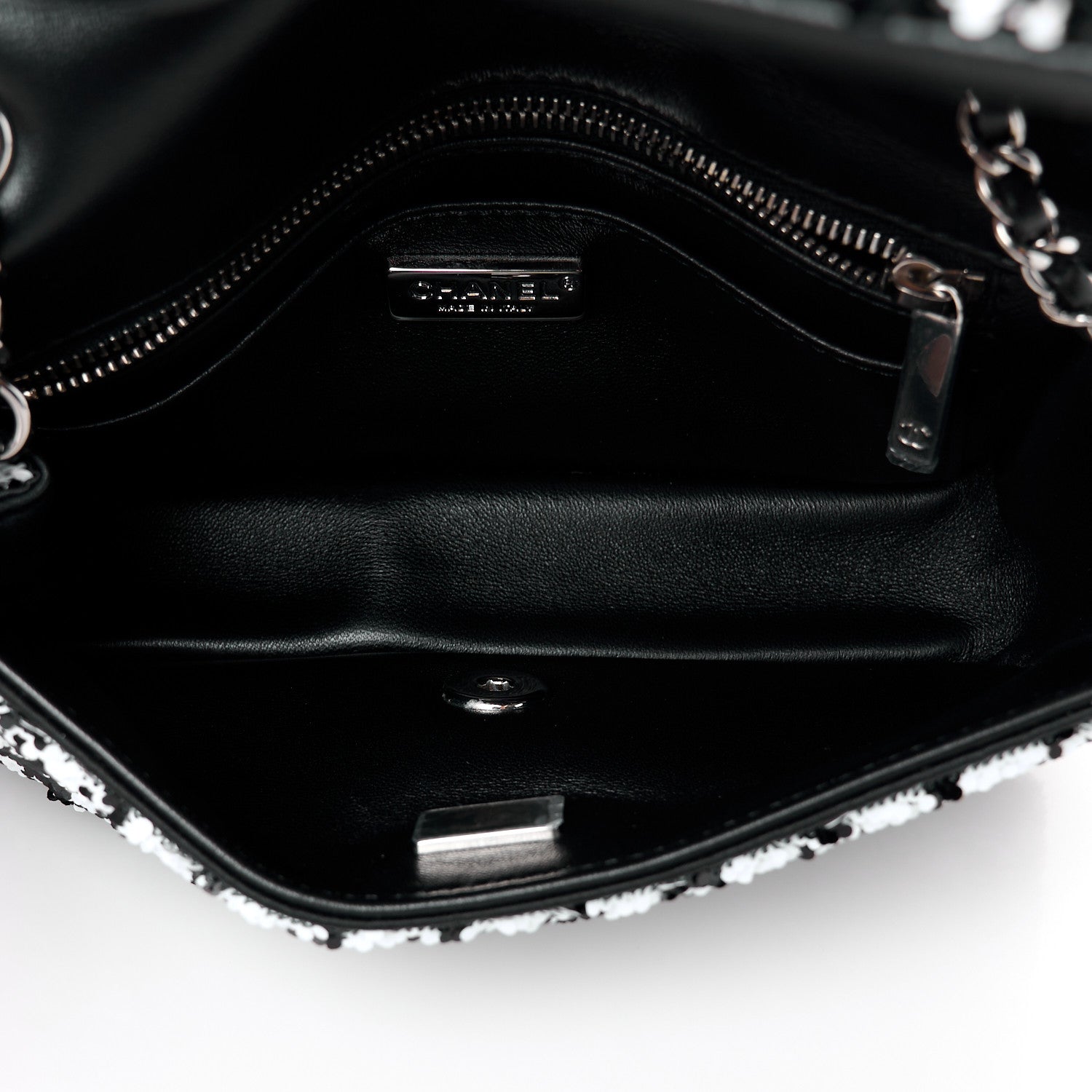 Chanel Sequin Houndstooth Small Flap Black White 5 of 12