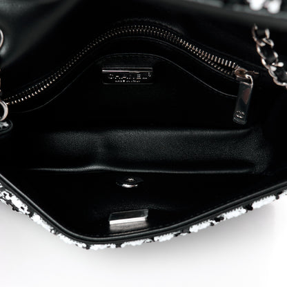 Chanel Sequin Houndstooth Small Flap Black White 5 of 12