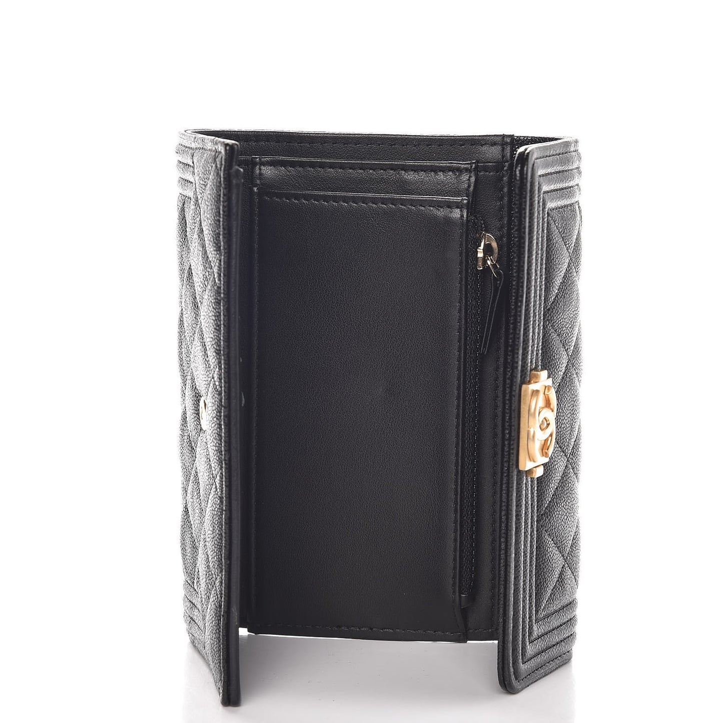 Caviar Quilted Medium Boy Flap Wallet Black
