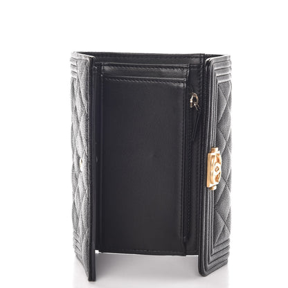 Chanel Caviar Quilted Medium Boy Flap Wallet Black 5 of 8