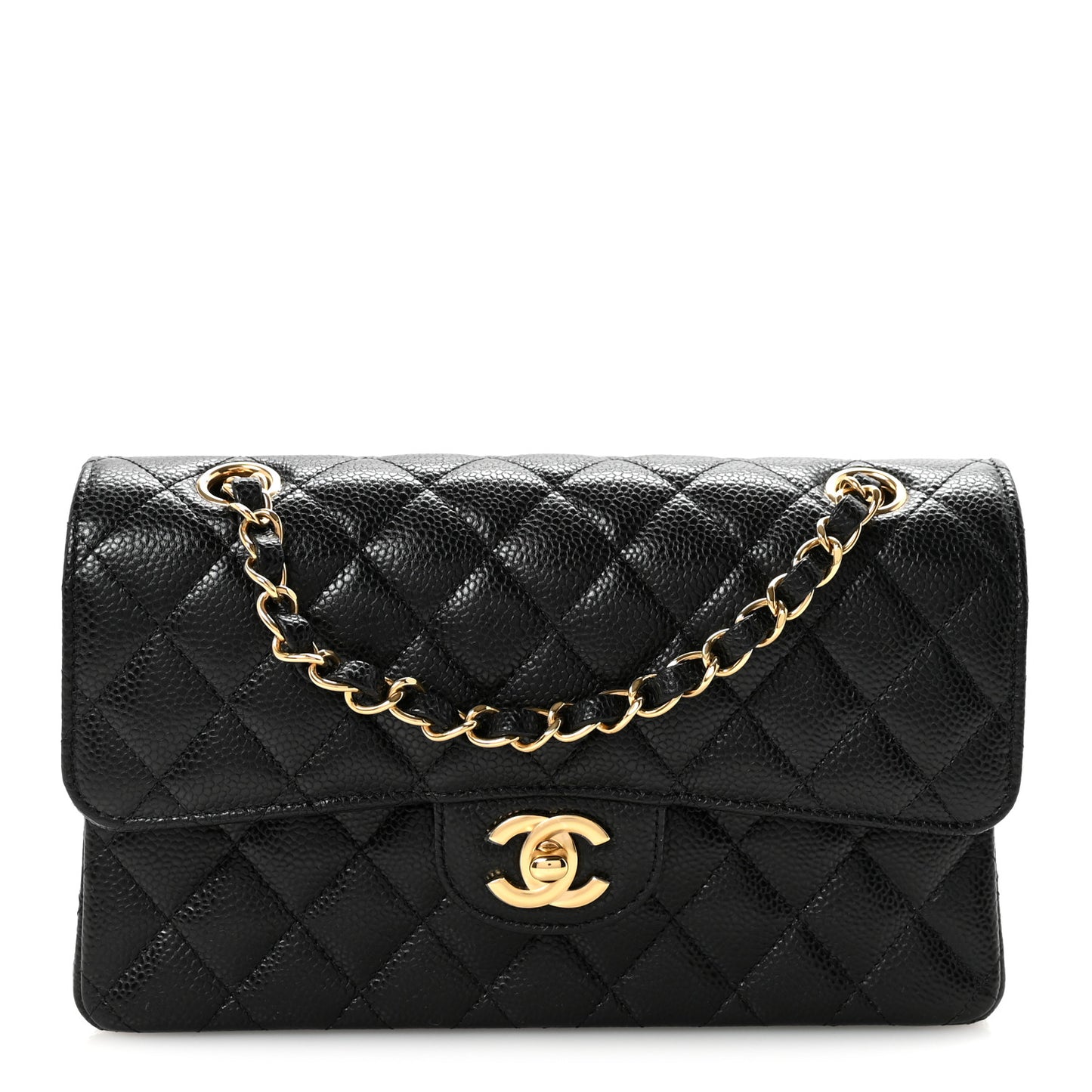 Caviar Quilted Small Double Flap Black