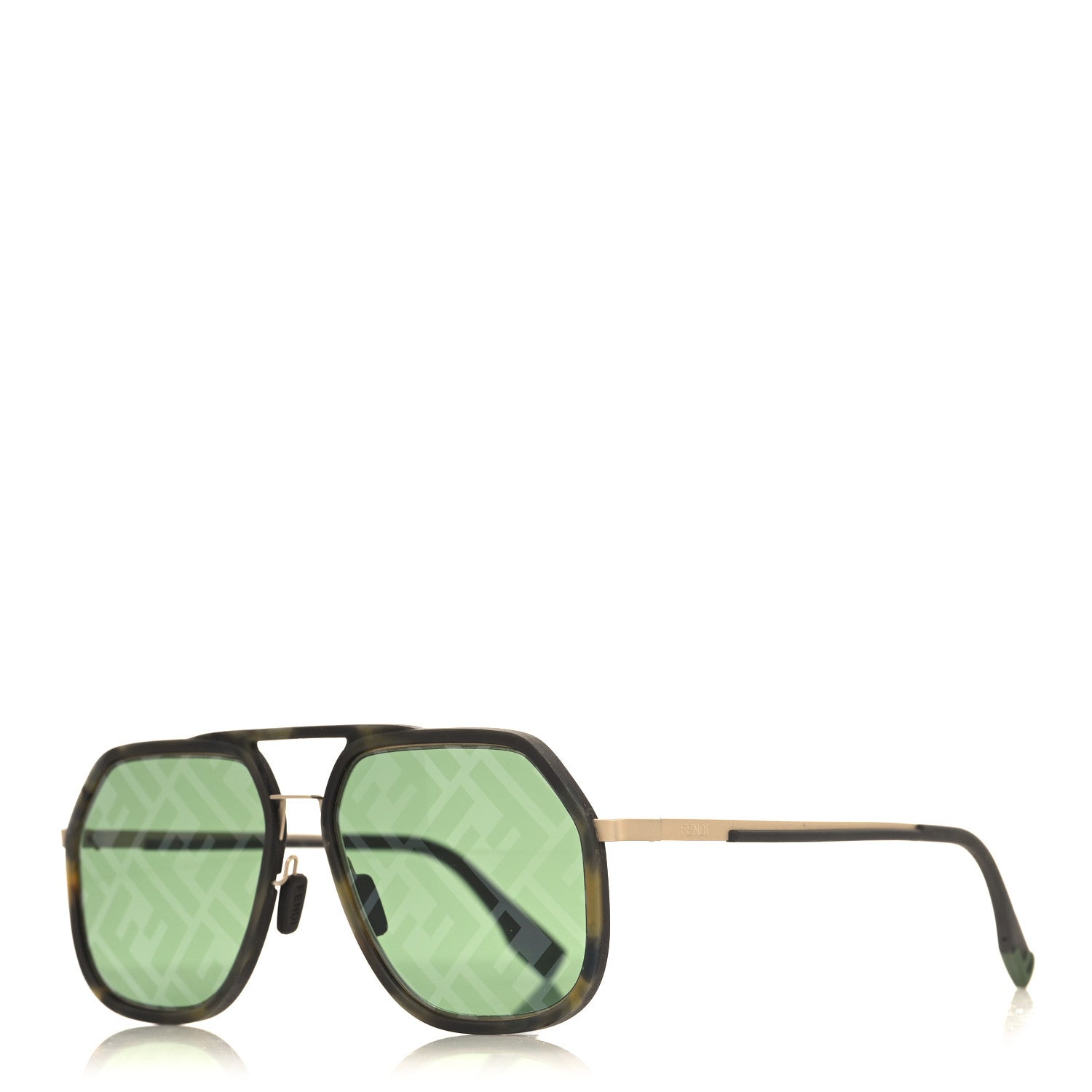 Fendi Metal Geometric FF Sunglasses FE40041U Green Gold 1 of 7