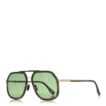 Fendi Metal Geometric FF Sunglasses FE40041U Green Gold 1 of 7