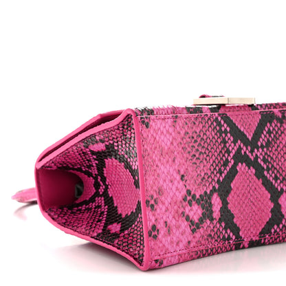 Balenciaga Shiny Calfskin Python Effect Small Hourglass Top Handle Bag Fuchsia Black 9 of 10