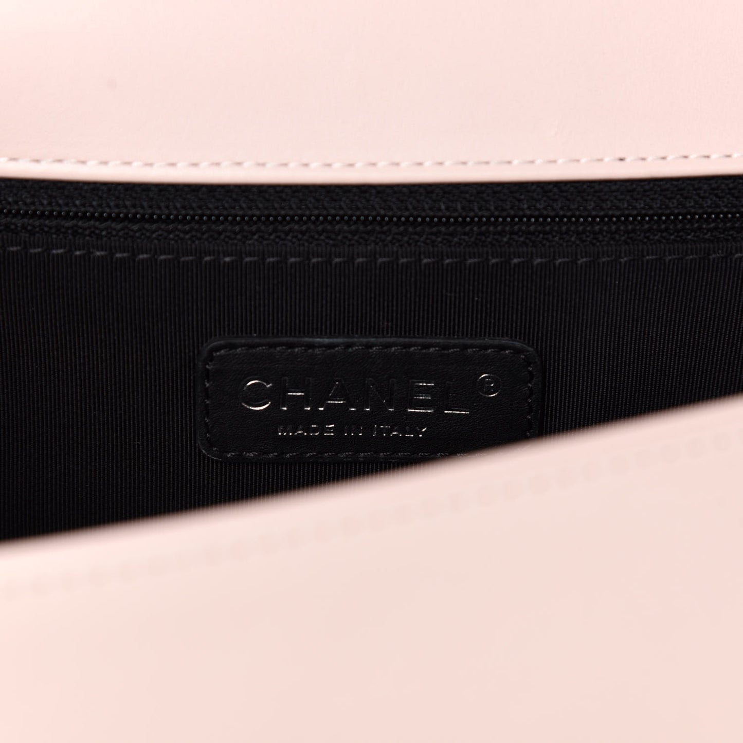 Calfskin Chevron Micro Chains Boy Flap Light Pink