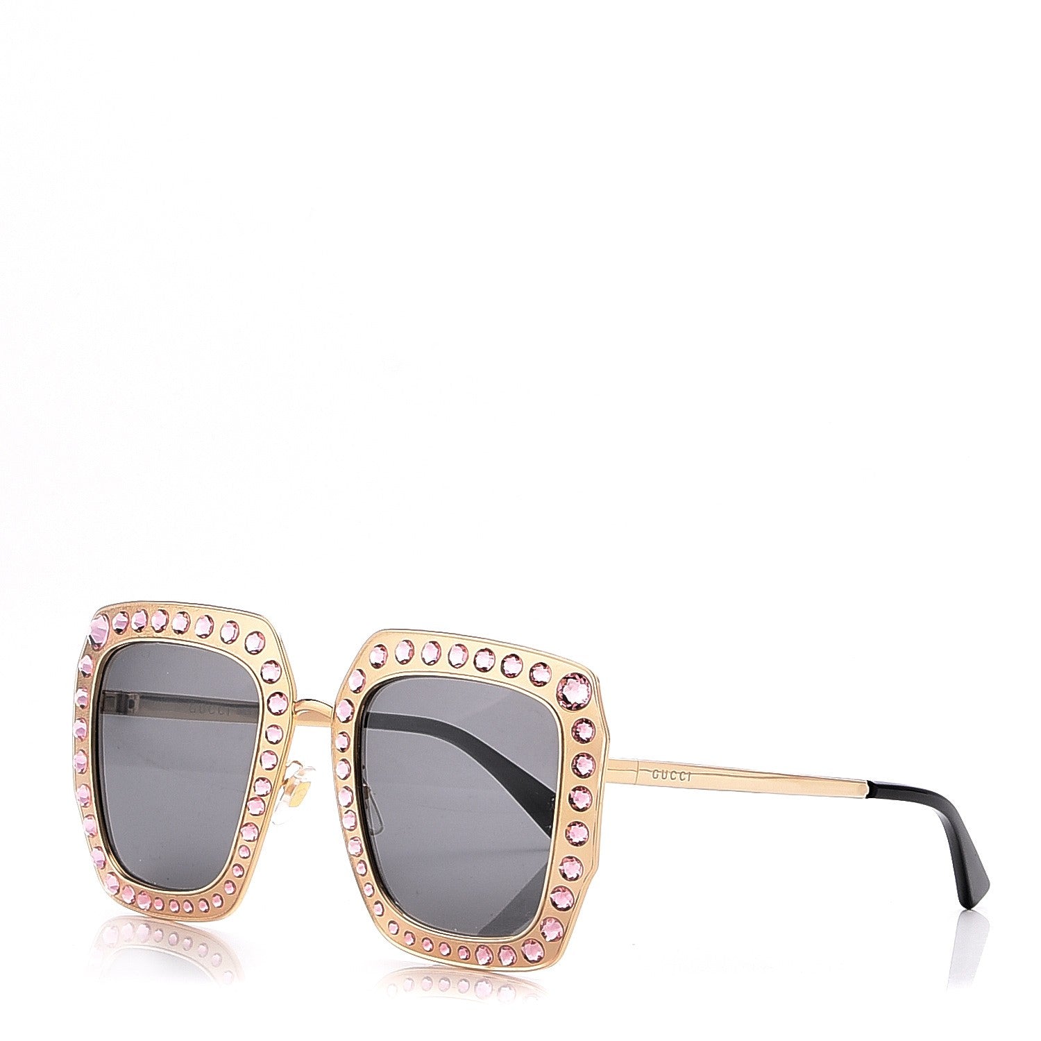 Gucci Metal Acetate Crystal Oversize GG0115S Sunglasses Rose Gold 1 of 8
