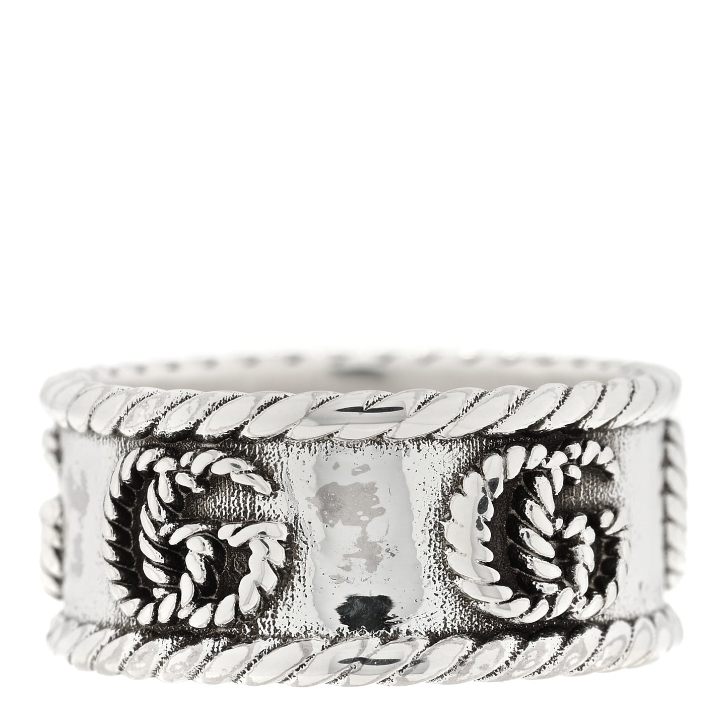 Sterling Silver Torchon GG Marmont Ring 53 6.25