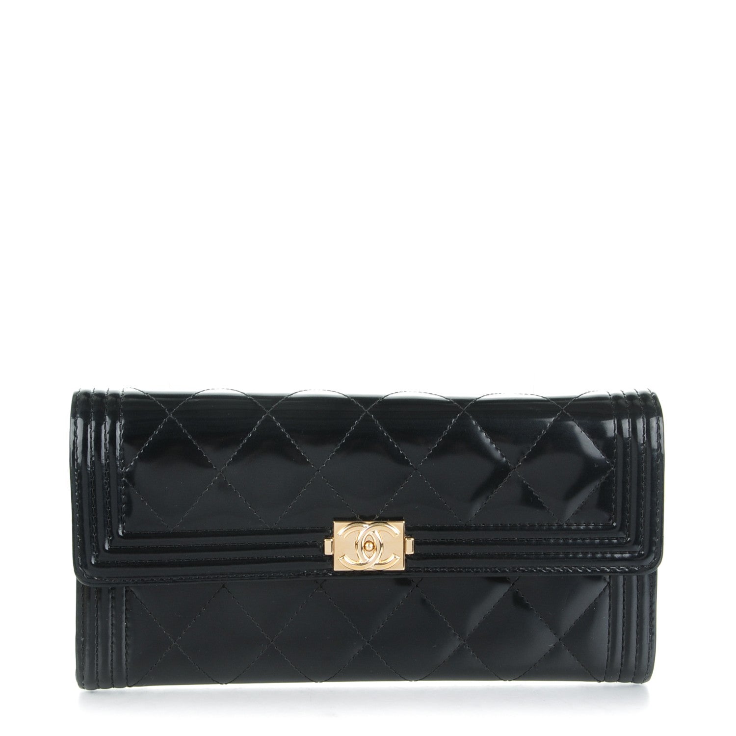 Chanel Iridescent Glazed Calfskin Quilted Boy Flap Wallet Black 1 of 8