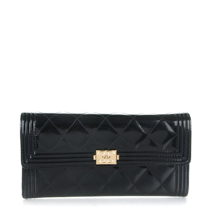 Chanel Iridescent Glazed Calfskin Quilted Boy Flap Wallet Black 1 of 8