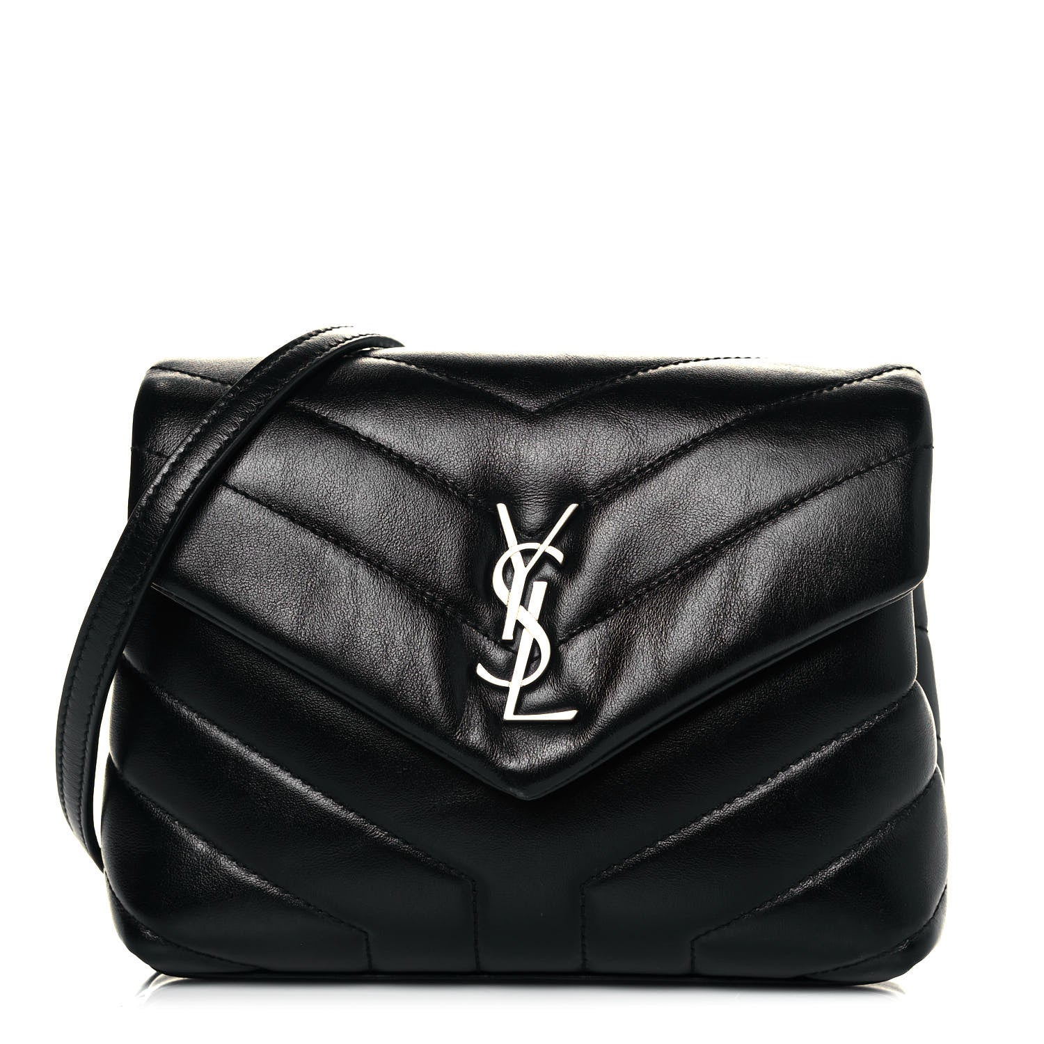 Saint Laurent Calfskin Y Quilted Monogram Toy Loulou Crossbody Bag Black 1 of 14