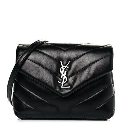 Saint Laurent Calfskin Y Quilted Monogram Toy Loulou Crossbody Bag Black 1 of 14