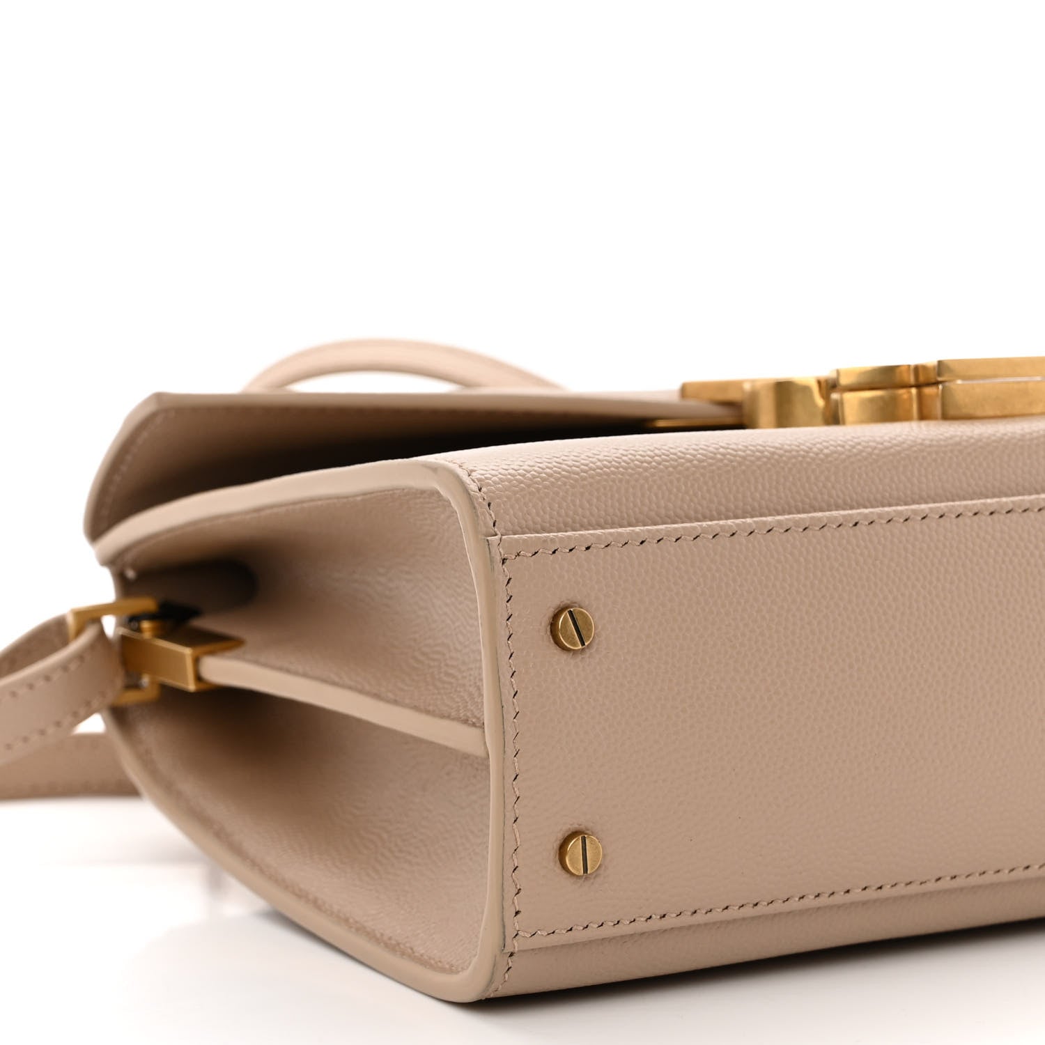 Saint Laurent Grain de Poudre Mini Classic Monogram Cassandra Top Handle Beige 8 of 10