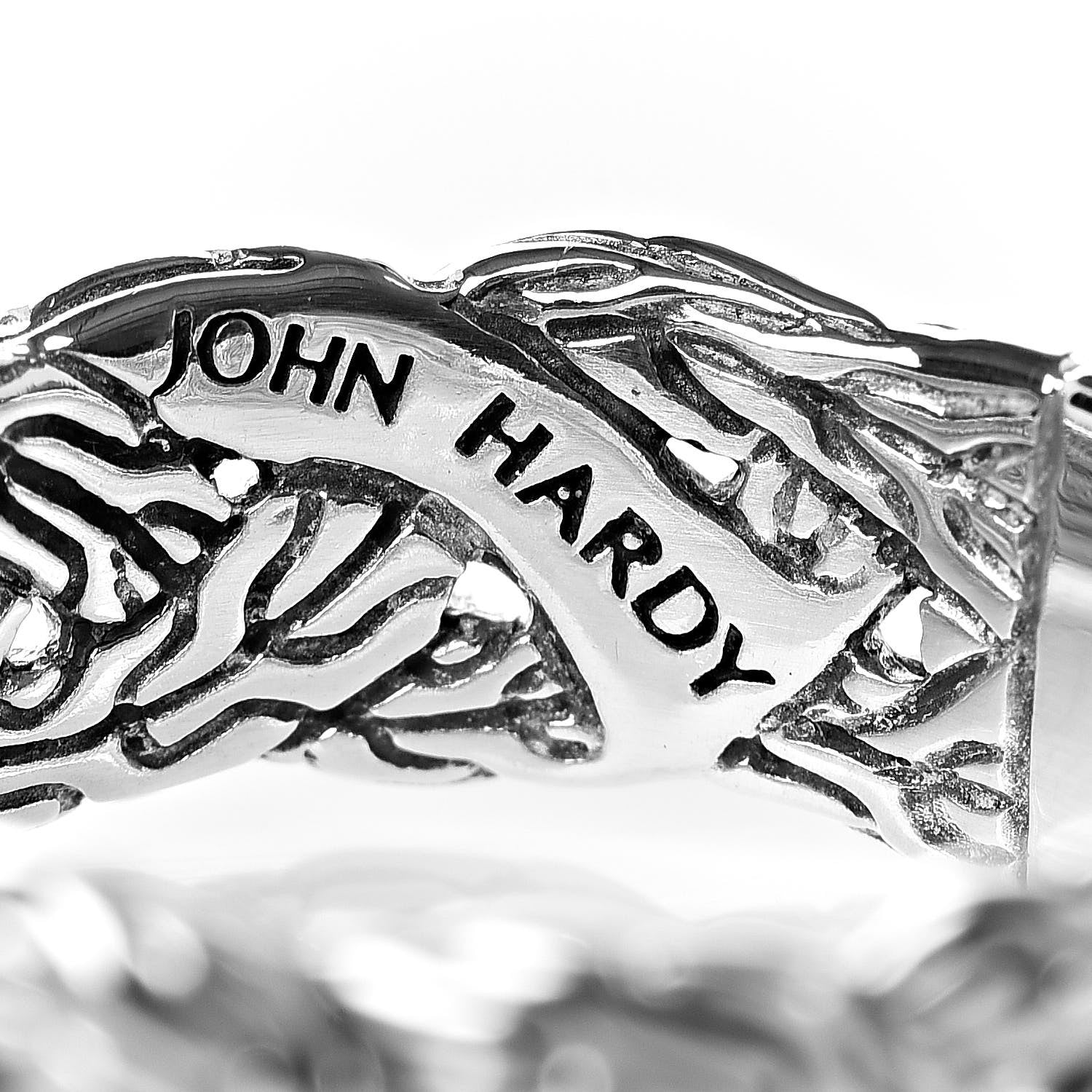John Hardy Sterling Silver Diamond Classic Chain Band Ring 57 8 4 of 5