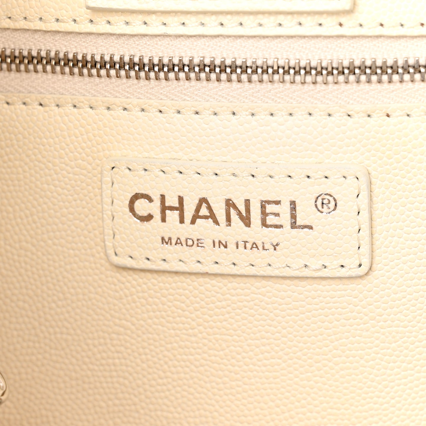 Caviar Stitched Large Shopping Tote White