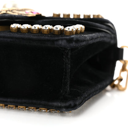 Gucci Velvet Crystal Mini Bee Broadway Shoulder Bag Black 10 of 12