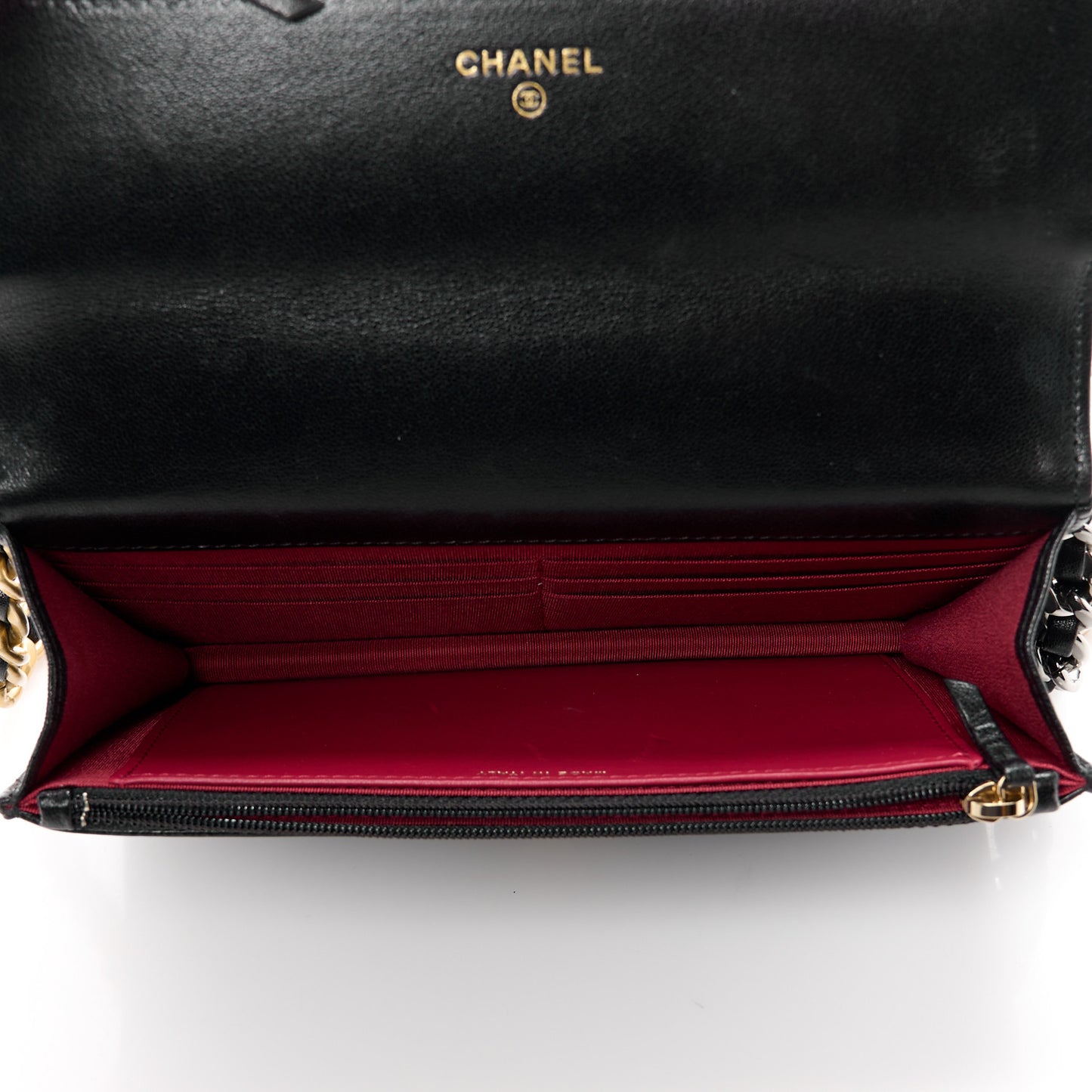 Lambskin Quilted Chanel 19 Wallet On Chain WOC Black