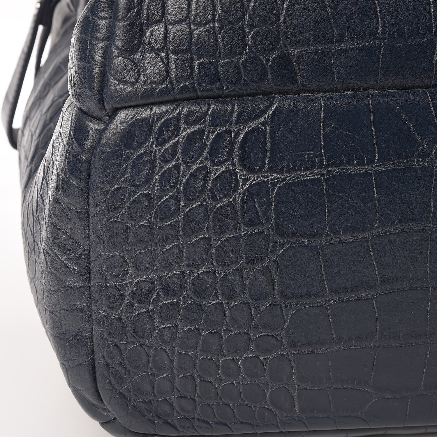 MCM Calfskin Crocodile Embossed Large Luxus Backpack Blue 17 of 24