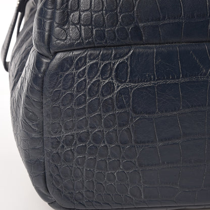 MCM Calfskin Crocodile Embossed Large Luxus Backpack Blue 17 of 24