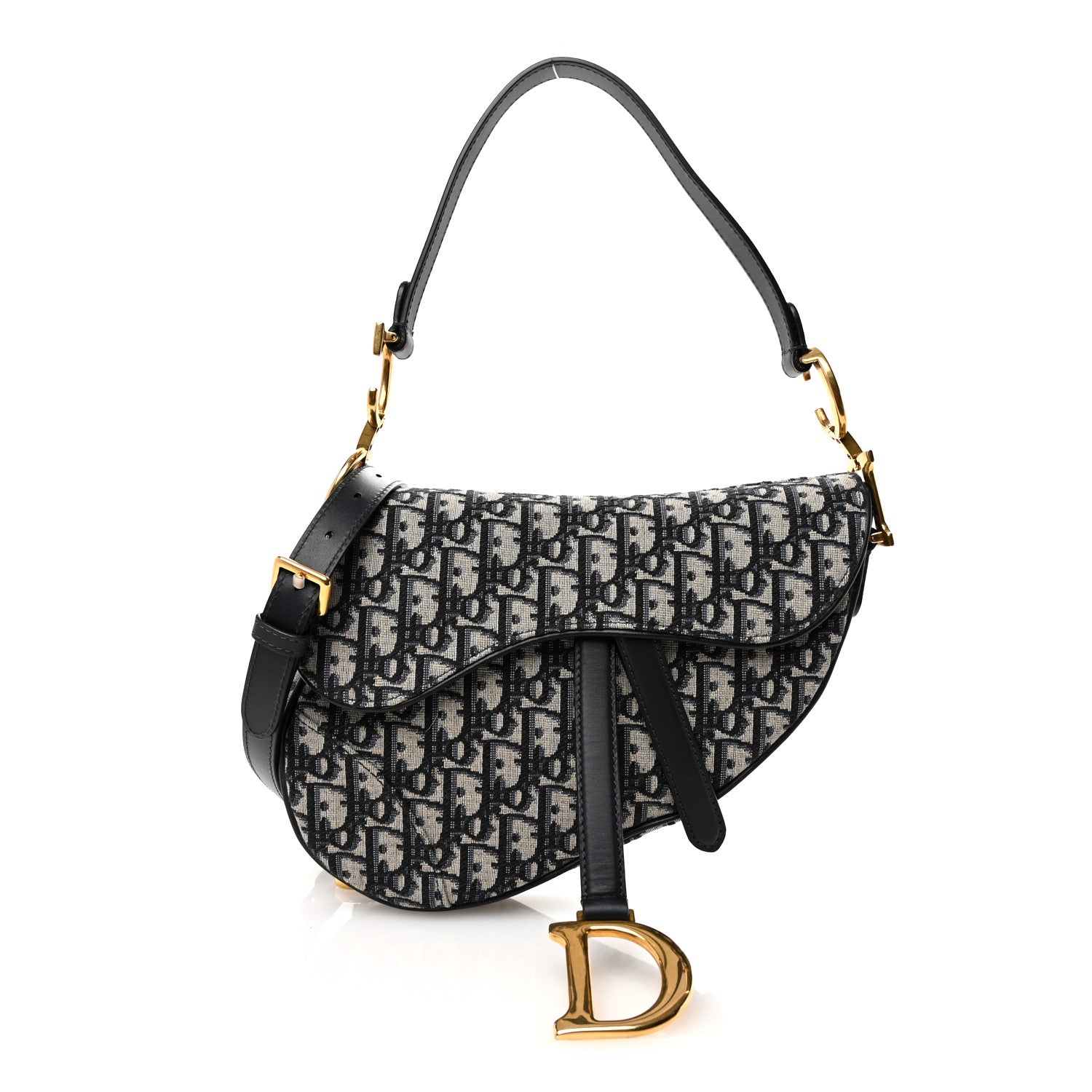 Christian Dior Oblique Saddle Bag With Strap Blue 1 of 10