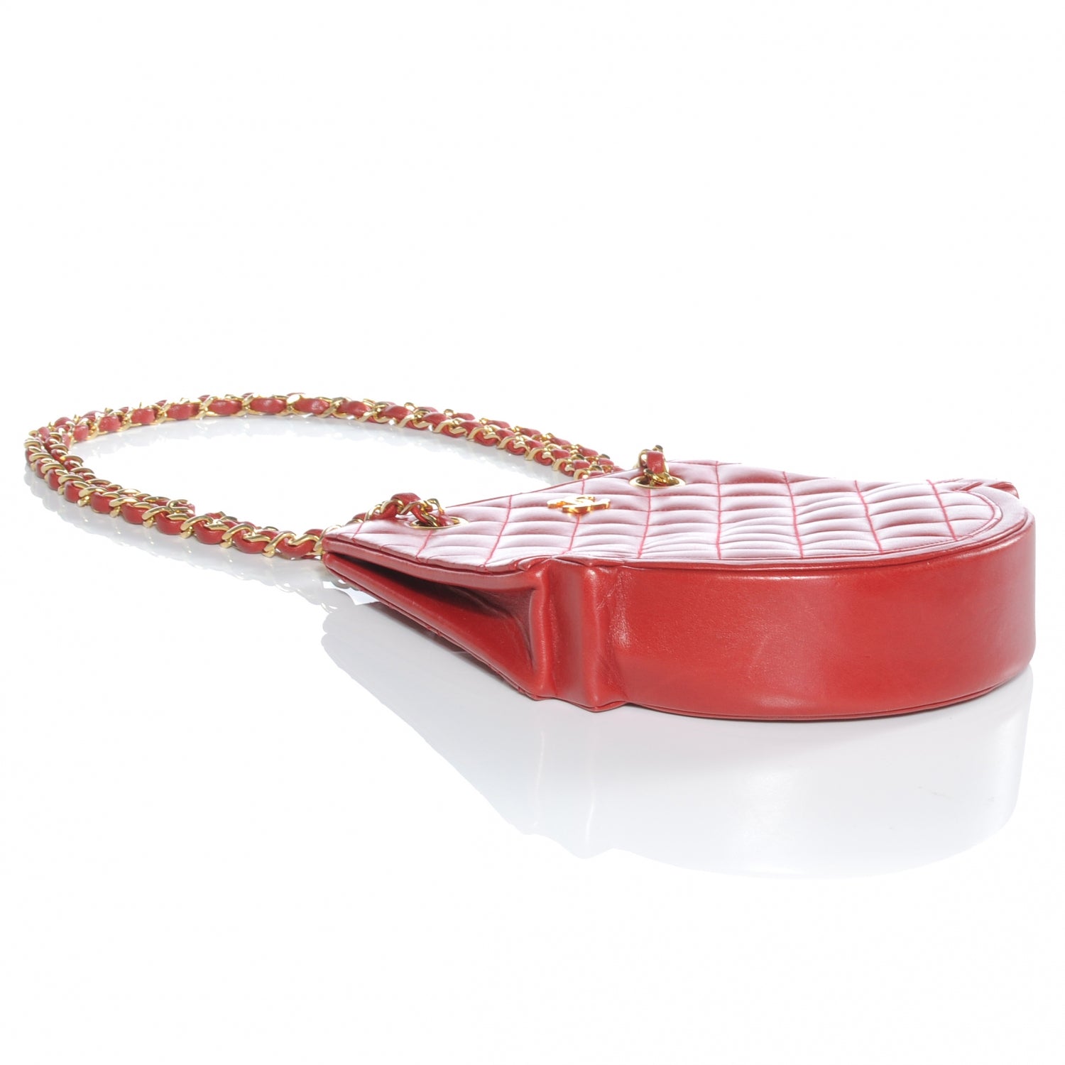 Chanel Lambskin Quilted Small Shoulder Bag Red 4 of 7