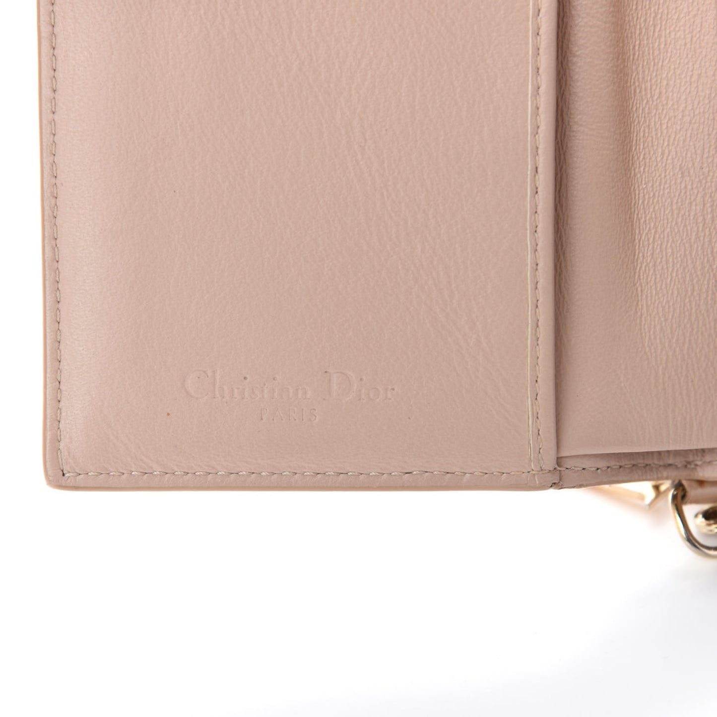 Patent Cannage Lady Dior Eden Wallet Beige