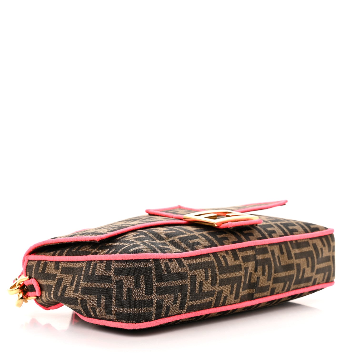 Fendi Fabric Jacquard FF 1974 Large Baguette Tobacco Moro Fuxia Fluo 4 of 11
