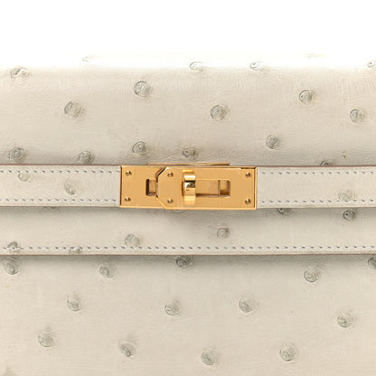 Hermes Ostrich Kelly Wallet To Go Gris Perle 7 of 9