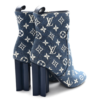 Louis Vuitton Denim Monogram Silhouette Ankle Boots 37 Navy Blue 5 of 9