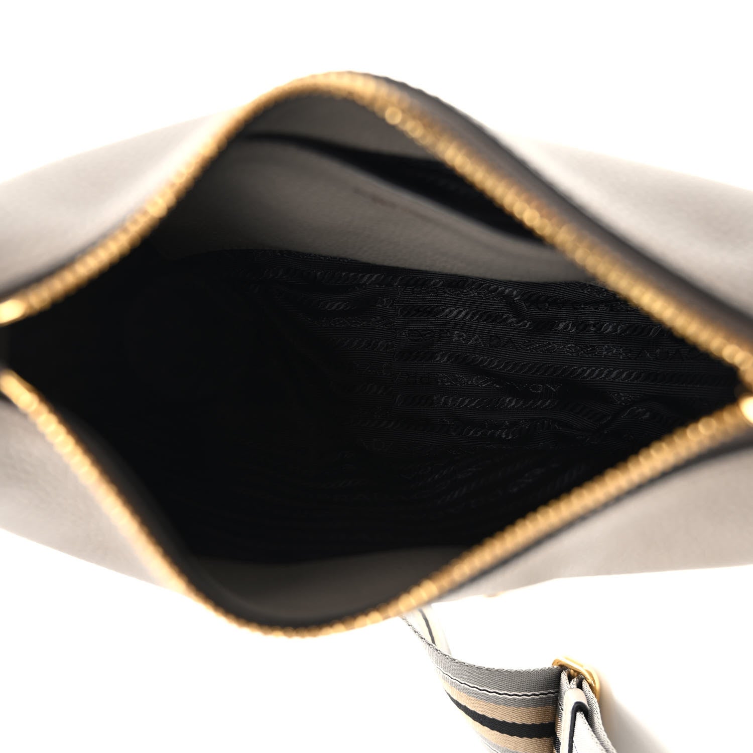 Prada Vitello Phenix Small Zippered Messenger Hobo Argilla 5 of 9