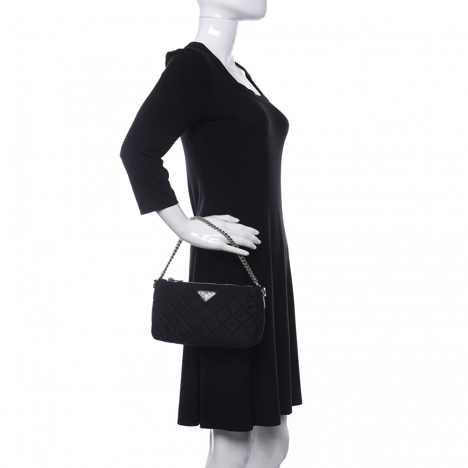 Prada Nylon Tessuto Impuntu Quilted Crossbody Bag Black 2 of 11