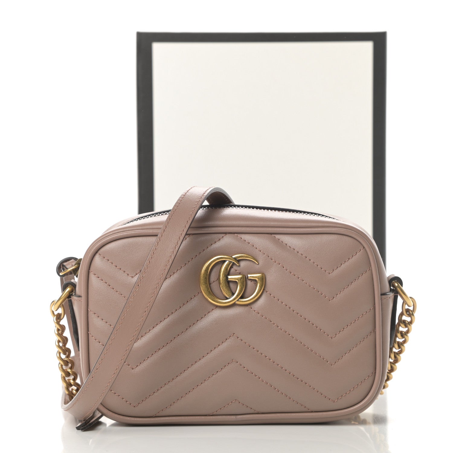 Gucci Calfskin Matelasse Mini GG Marmont Chain Shoulder Bag Porcelain Rose 11 of 11