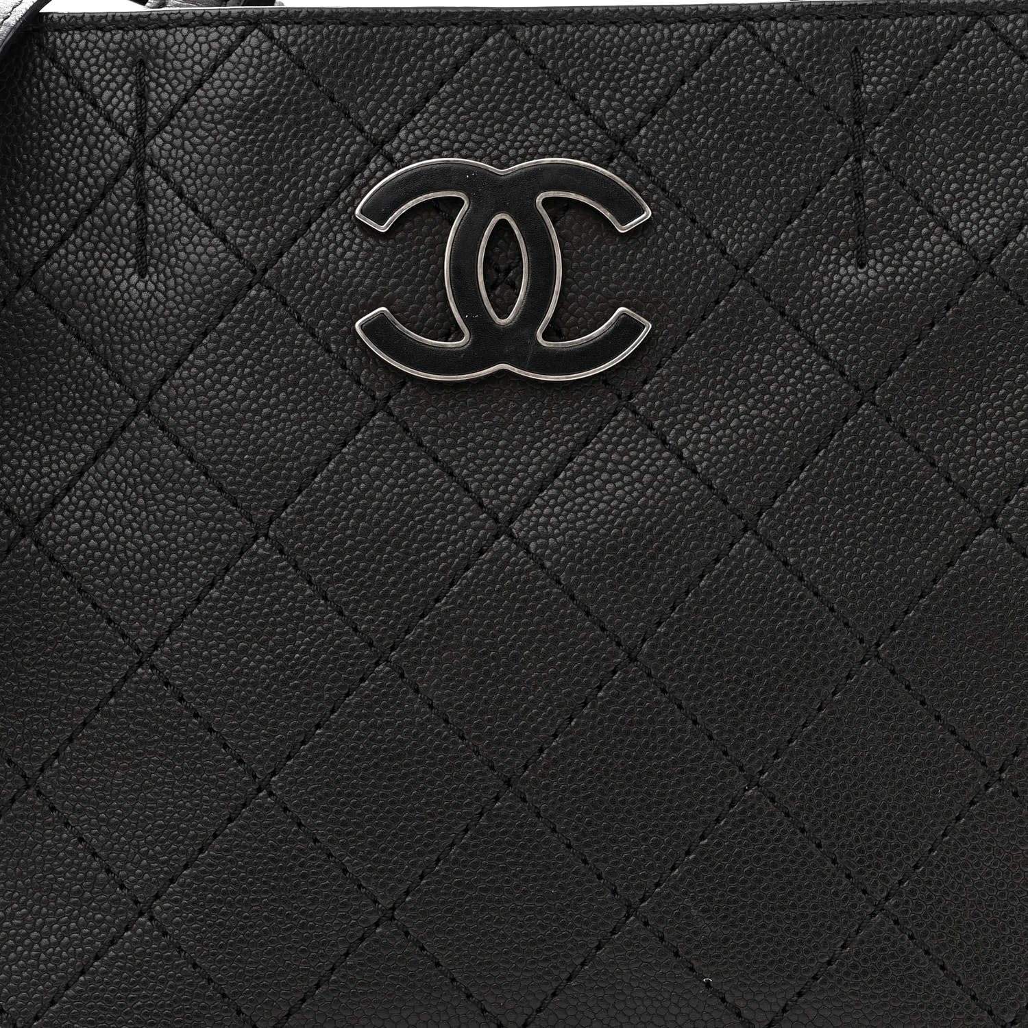 Chanel Calfskin Stitched Hamptons Tote Black 9 of 17