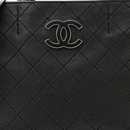 Chanel Calfskin Stitched Hamptons Tote Black 9 of 17