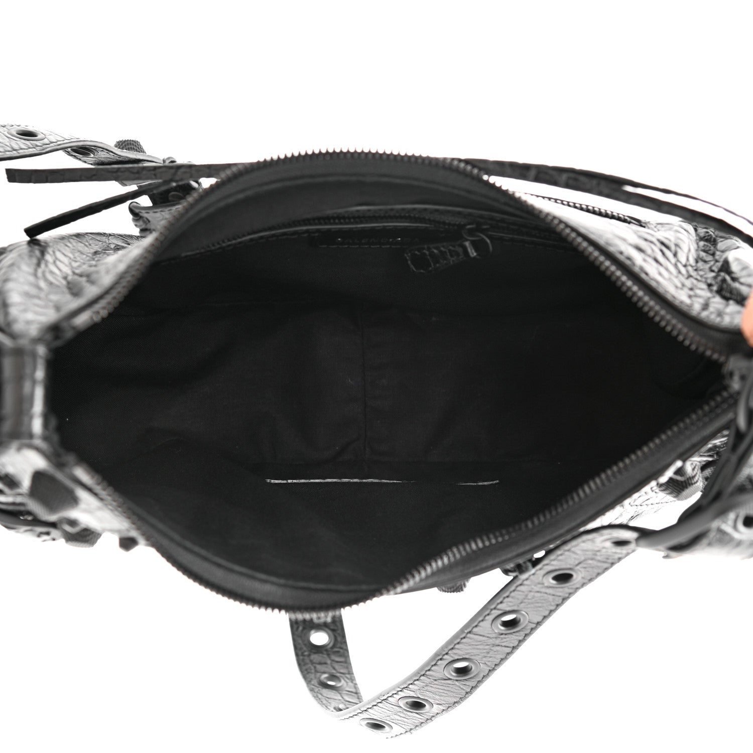 Balenciaga Extra Supple Calfskin Crocodile Embossed Monochrome Small Le Cagole Shoulder Bag Black 6 of 9