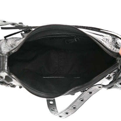 Balenciaga Extra Supple Calfskin Crocodile Embossed Monochrome Small Le Cagole Shoulder Bag Black 6 of 9