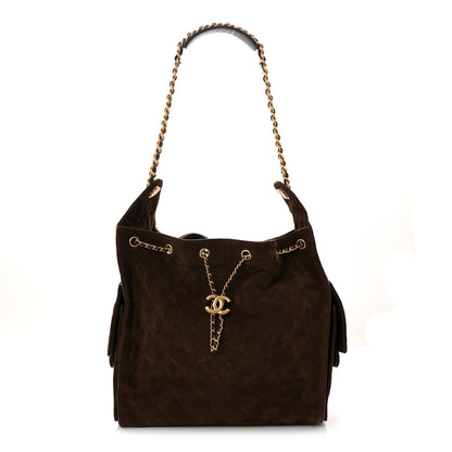 Chanel Suede Quilted Medium Chanel 25 Handbag Dark Brown 1 of 11