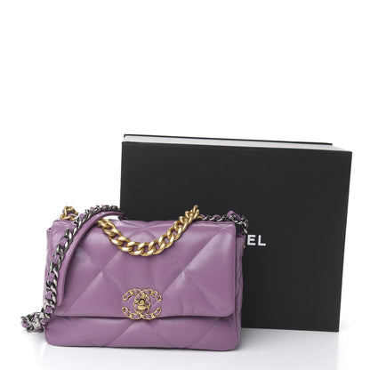 Chanel Goatskin Quilted Medium 19 Flap Violet Purple 12 of 12