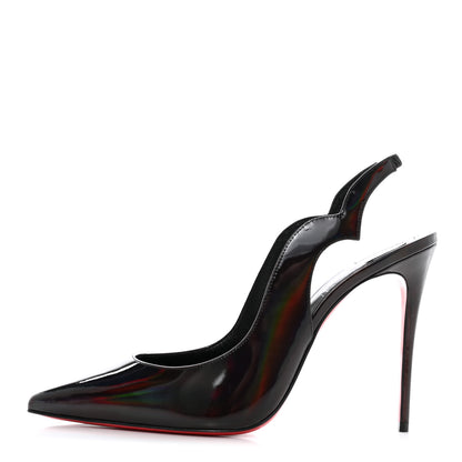 Christian Louboutin Metallic Patent Psychic Hot Chick Slingback 100 Pumps 39.5 Black 1 of 8