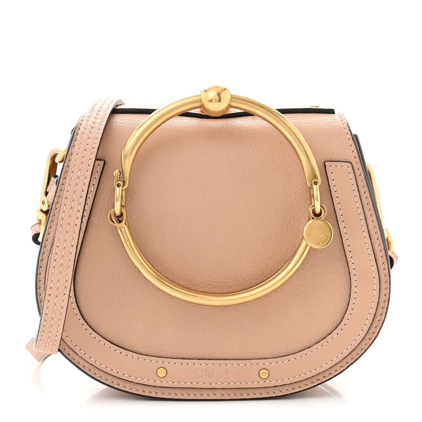 Calfskin Suede Small Nile Bracelet Bag Biscotti Beige