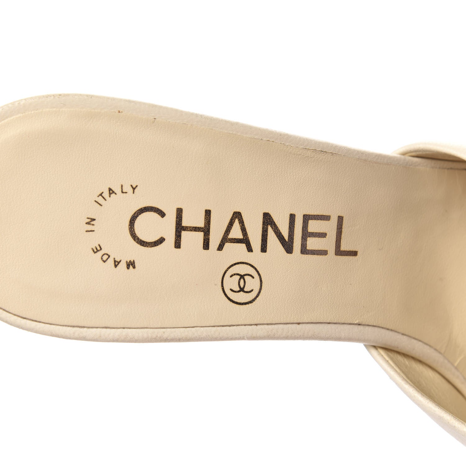 Chanel Goatskin Grosgrain Cap Toe Snake Pearl Mule 36 Beige Black 8 of 9