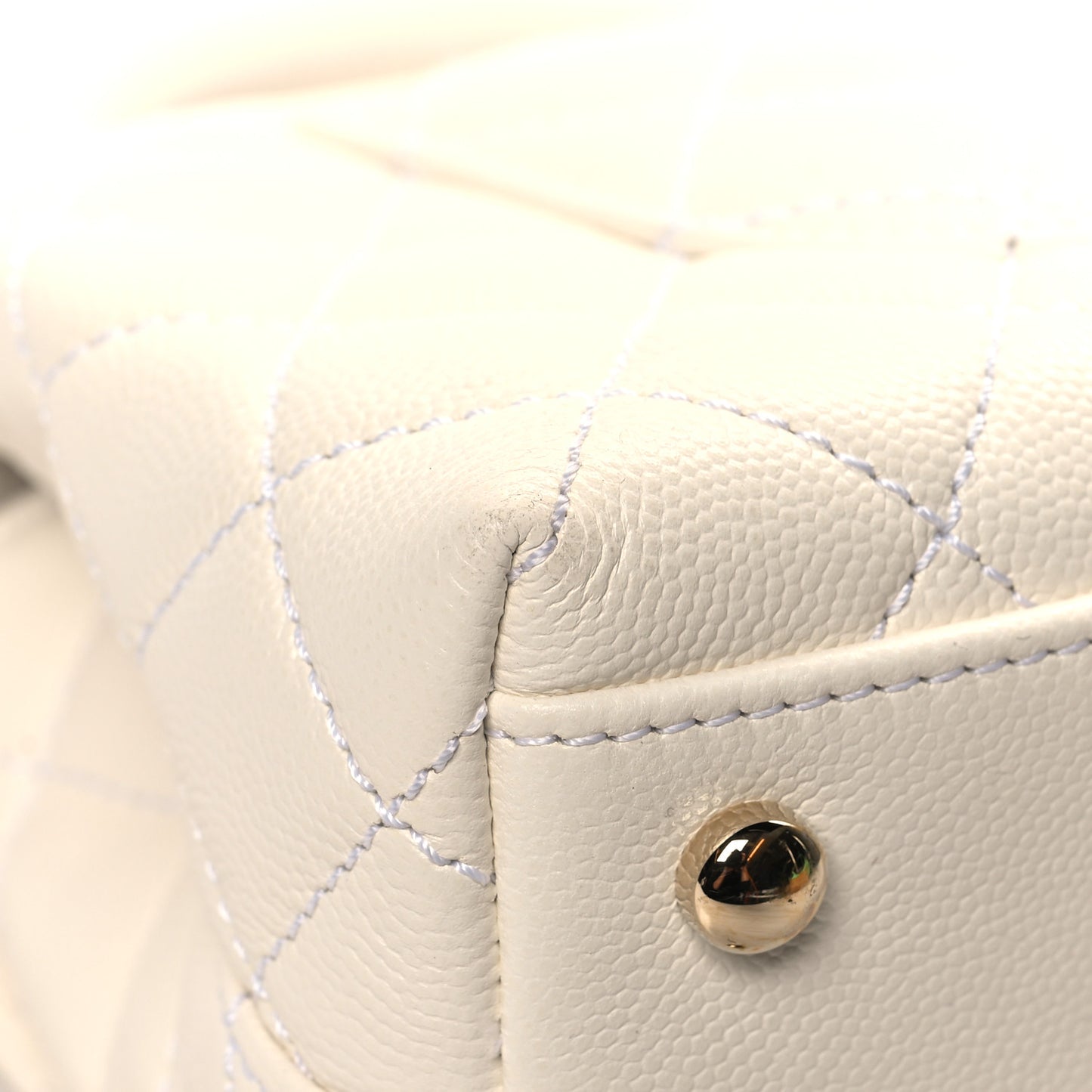 Caviar Quilted Mini Coco Handle Flap White