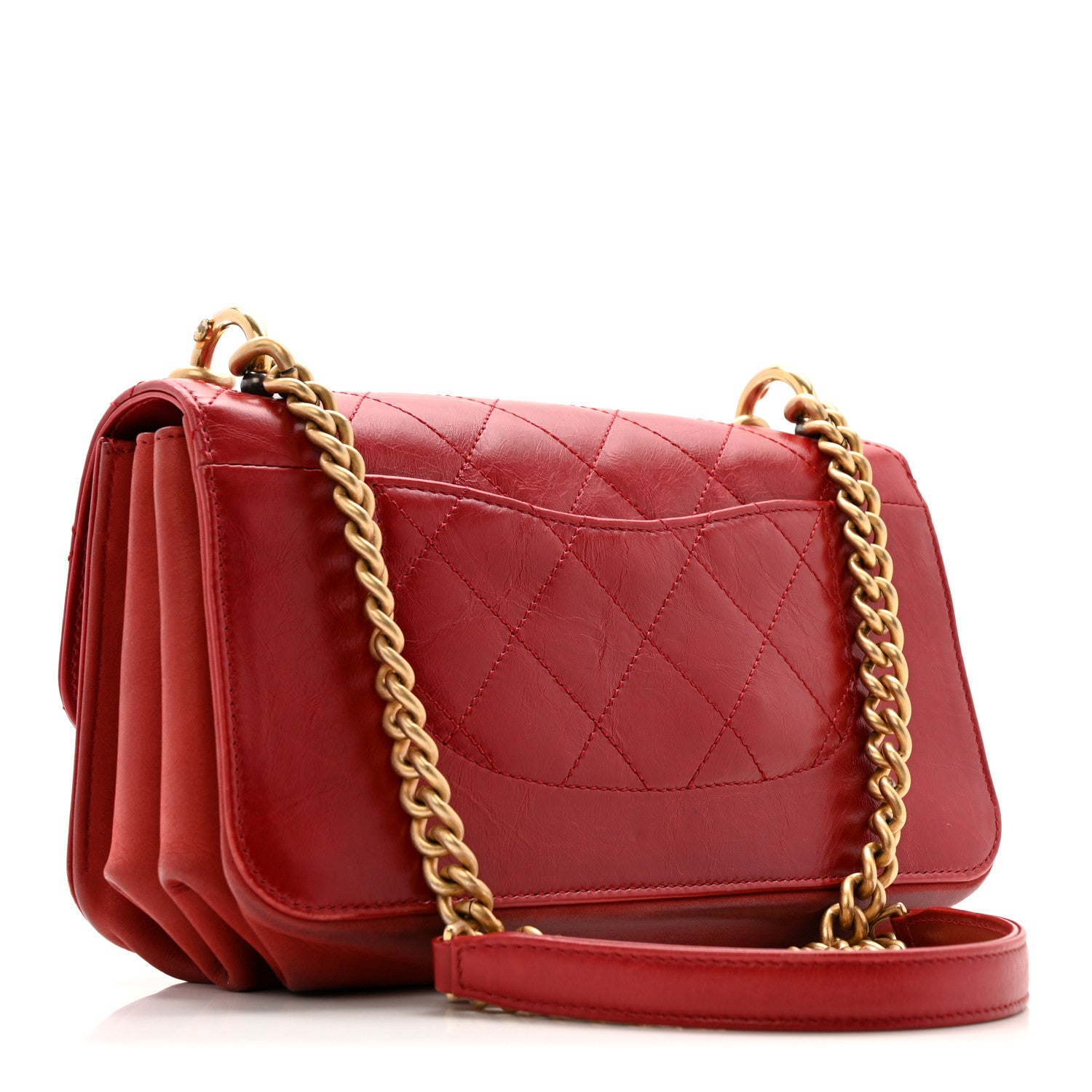 Chanel Iridescent Calfskin Quilted Small Straight Lined Flap Red 3 of 17