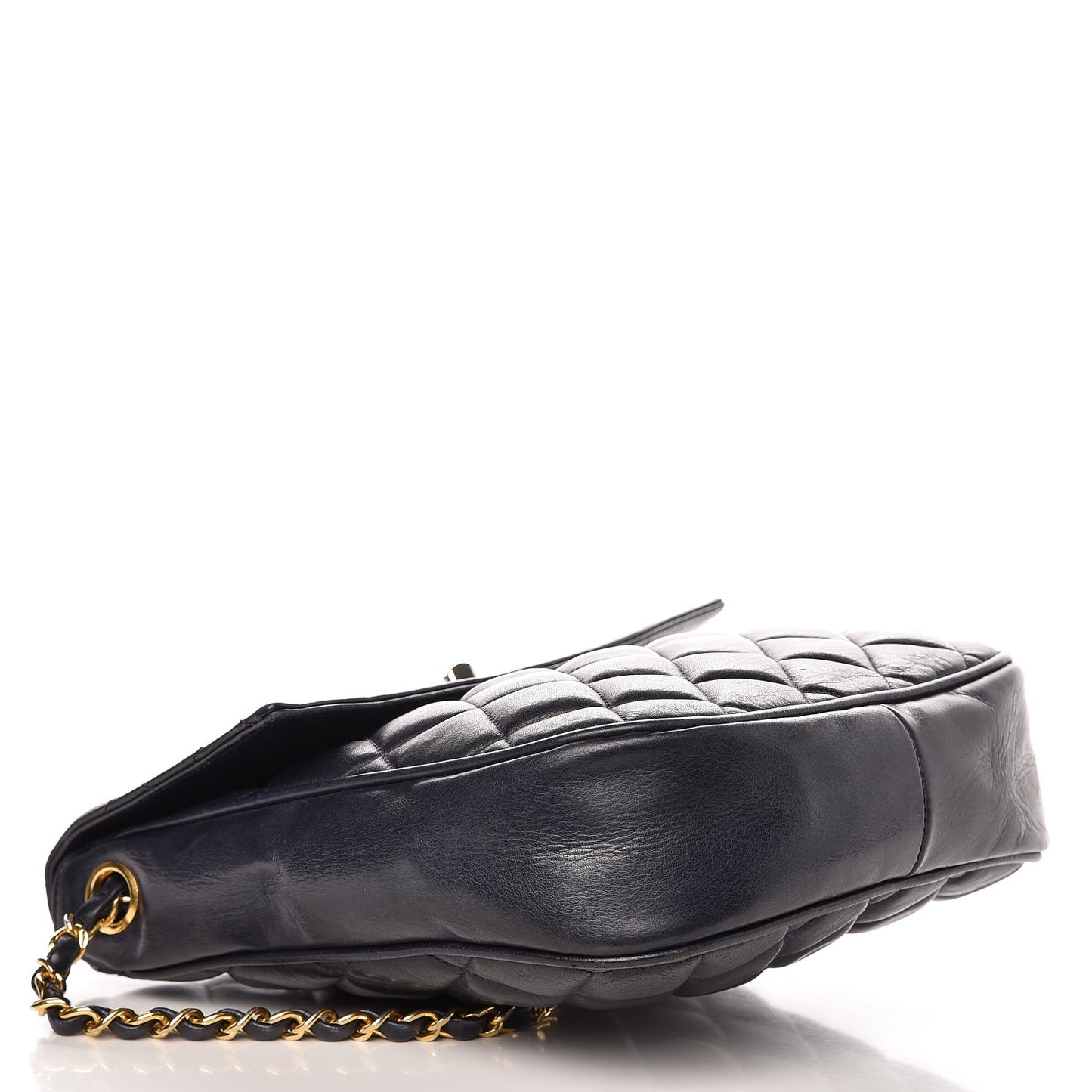 Lambskin Quilted Small Flap Navy