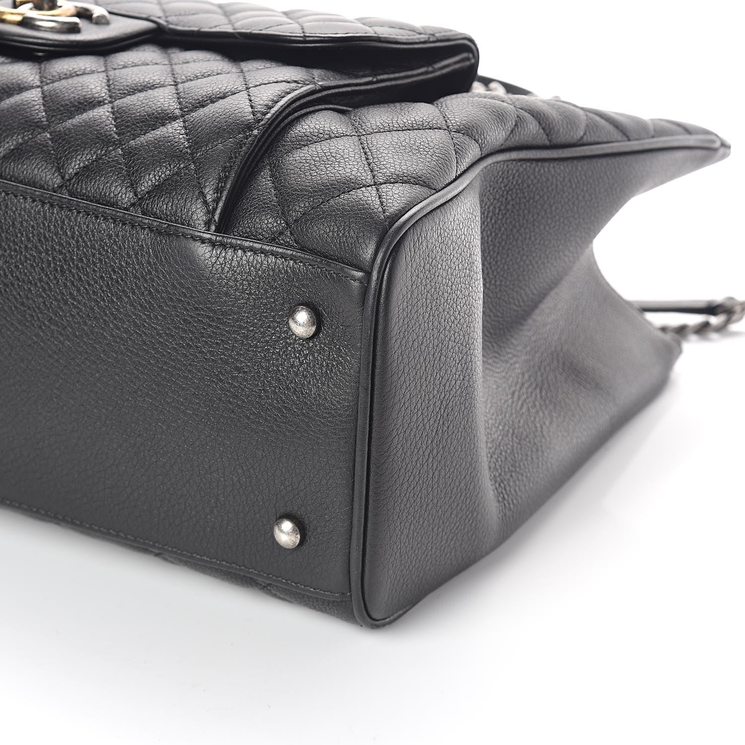 Chanel Metallic Grained Calfskin Quilted Large Casual Pocket Tote Black 10 of 10