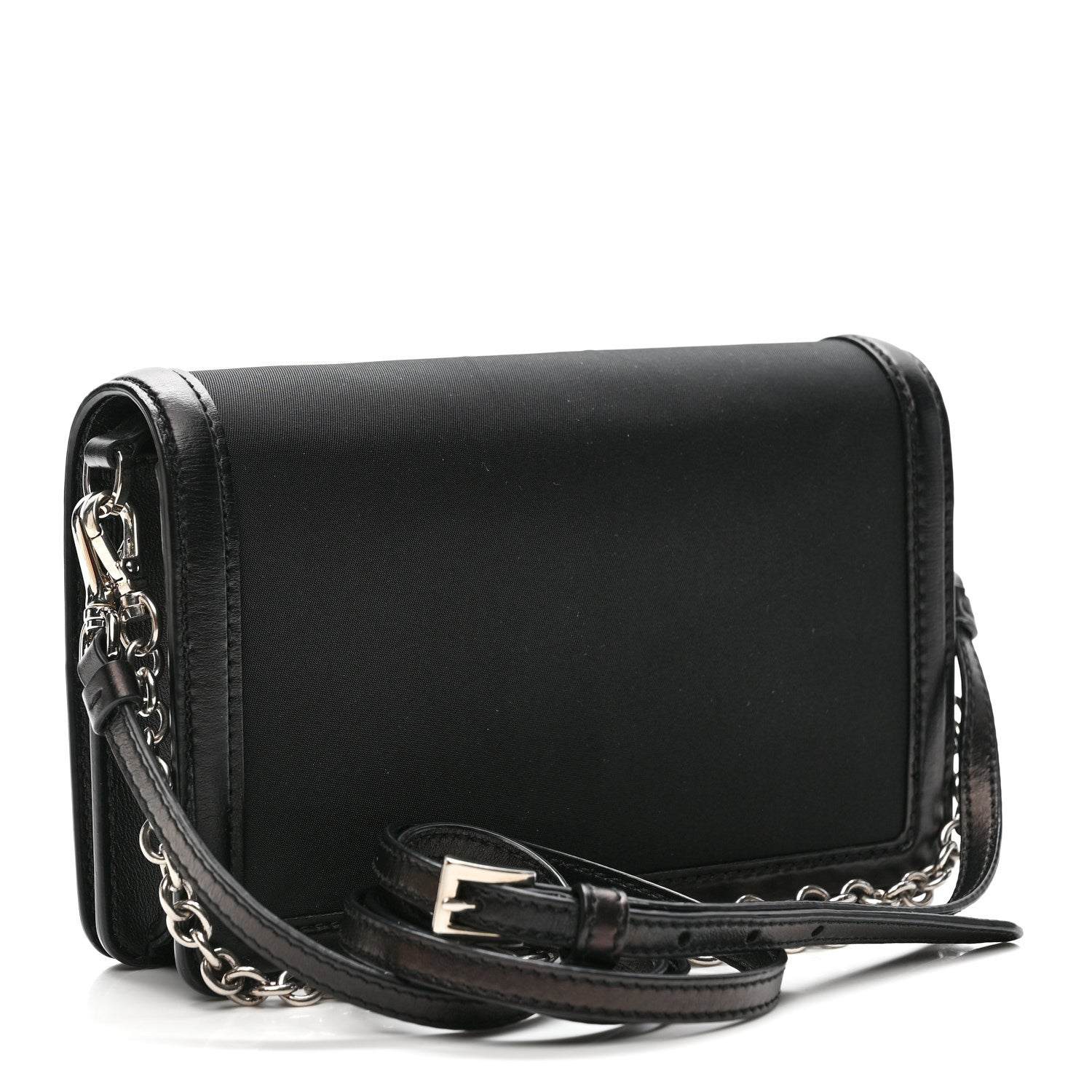 Prada Nylon Metallic Calfskin Mini Crossbody Bag Black 4 of 14