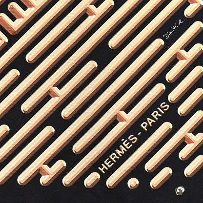 Hermes Silk Parcours D'H Scarf 90 Black Beige Dore Rouille 2 of 3